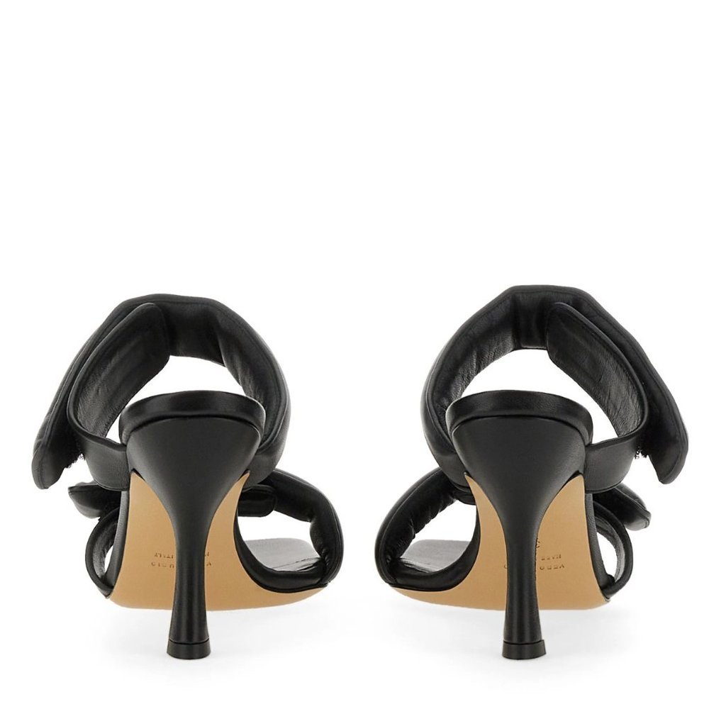 New GIA Borghini Pernille Teisbaek Black Perni Leather 2 Straps Slide Heel 10 - Picture 2 of 13